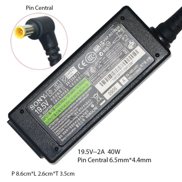 Adaptor Sony 19.5V-2A 40W Pin central 6.5*4.4mm adlson6