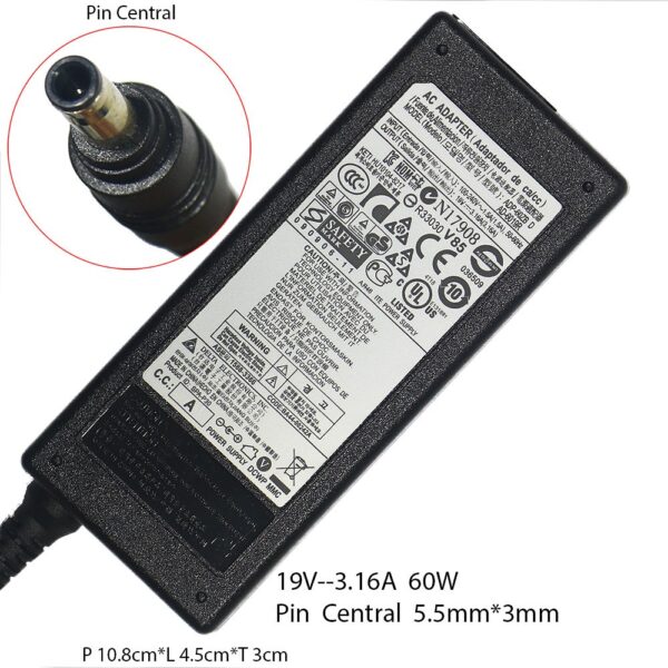 Adaptor Samsung 19V-3.16A 60w Pin Central 5.5*3mm Original