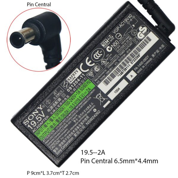 Adaptor Sony 19.5V-2.A 40w Pin central 6.5*4.4mm Original adlson8