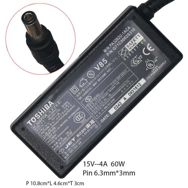 Adaptor Charger Laptop Toshiba Portege 300T 600CT 7000 7000CT 7010CDT 7220CTE T3400C 15V 4A Adlts19