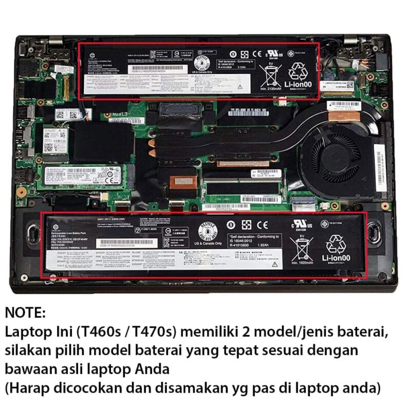 Baterai Lenovo ThinkPad T460s SB10J79003, 01AV406, 00HW024, 00HW025 bergaransi