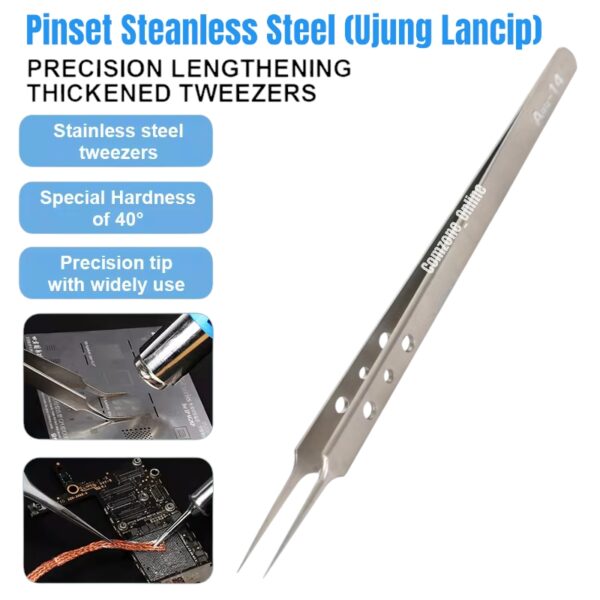 Pinset Ujung Lancip AAA-14 Stainless Steel Precision Tweezers pnst2