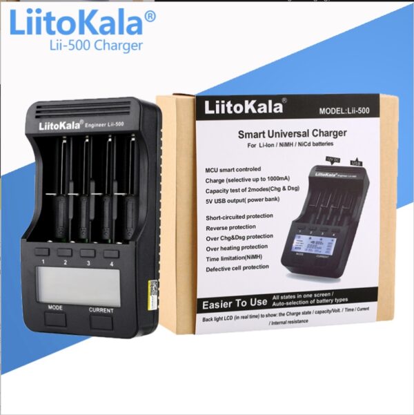 LiitoKala Lii-500 Charger Baterai Li-ion 26650 22650 18650​​​​​​ 18490 18350 17670 17500 17355 16340 14500 10440 AAA AA A SCS SC