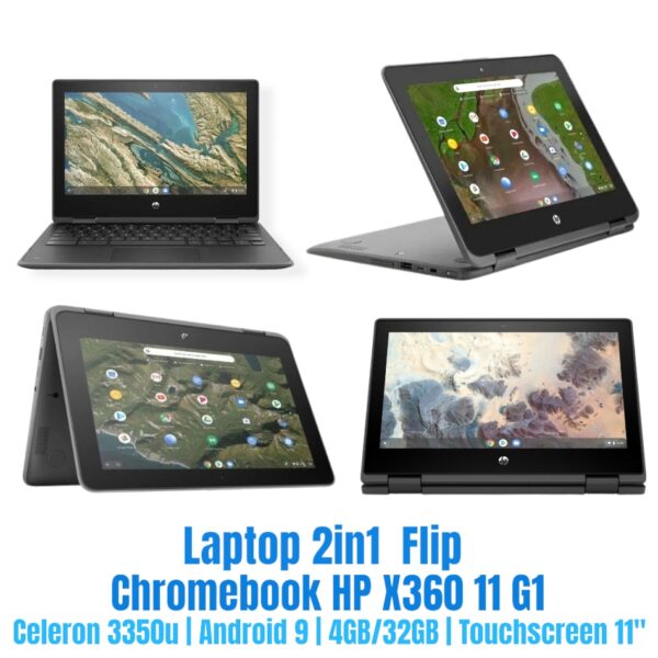 Laptop 2 in 1 Flip HP Chromebook X360 G1 Celeron 3350U 4GB 32GB Touchscreen Webcam nbhpc13