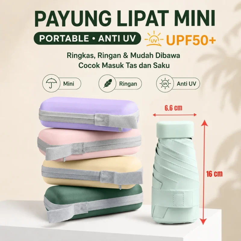 Payung Lipat Mini Portabel Ultra Ringan