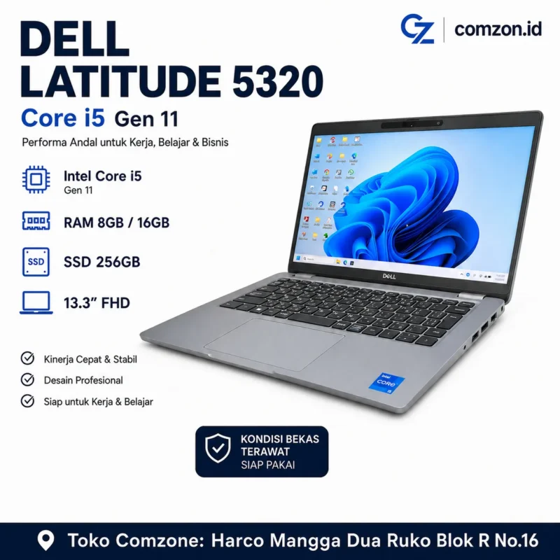 Laptop Dell Latitude 5320 Core i5 gen 11 RAM 16GB SSD 256GB Laptop Comzone.id