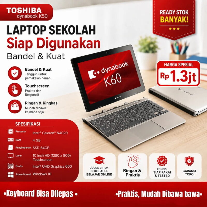 Laptop Bekas Anak Sekolah Toshiba Dynabook K50 TouchScreen 10 Inch Rp1.300.000 Laptop & MacBook Comzone.id - Gambar Utama Produk