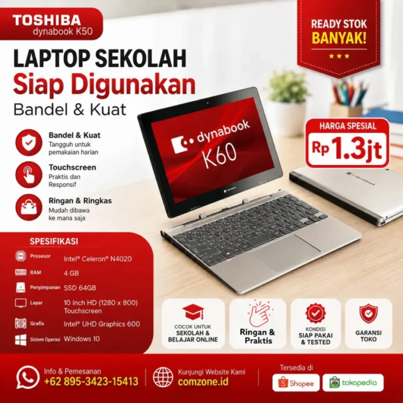 Laptop Bekas Anak Sekolah Toshiba Dynabook K50 TouchScreen 10 Inch