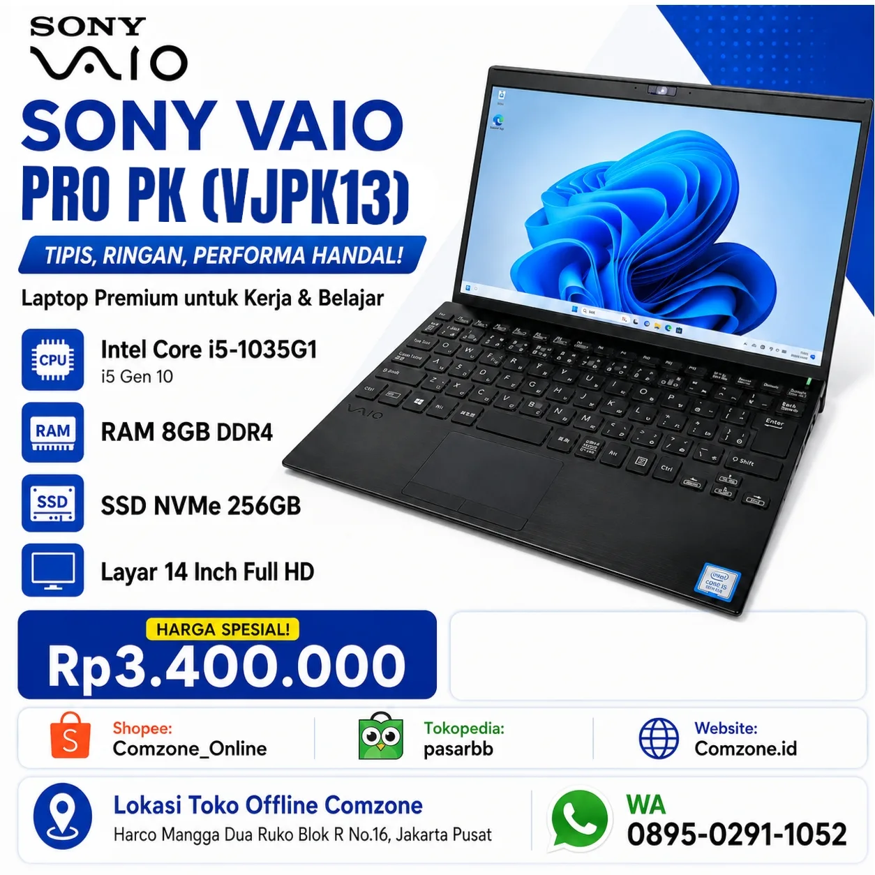 (1) vaio VJPK13C11N Core i5 gen 10 SSD NVME 256GB Ram 8GB FHD (1) vaio VJPK13C11N Core i5 gen 10 SSD NVME 256GB Ram 8GB FHD