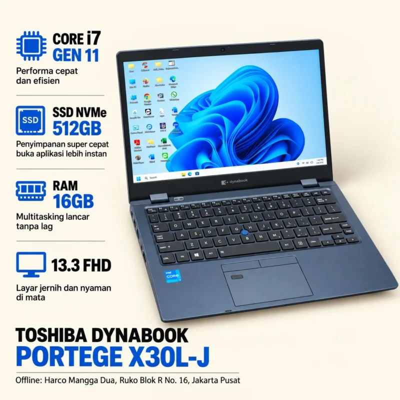Laptop Portage X30L-J Core i7 gen 11 SSD 512GB NVME Ram 16GB FHD Laptop Tipis Ringan