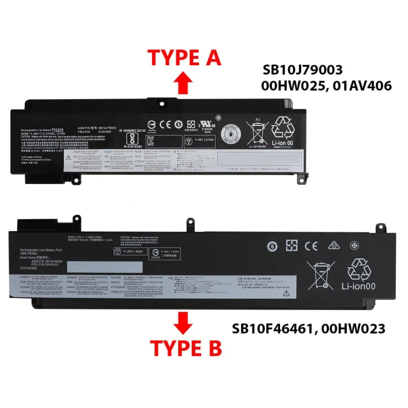 Baterai Lenovo ThinkPad T460s T470s SB10J79003 01AV406 00HW024 00HW025 Baterai Laptop Comzone.id - Gambar Utama Produk