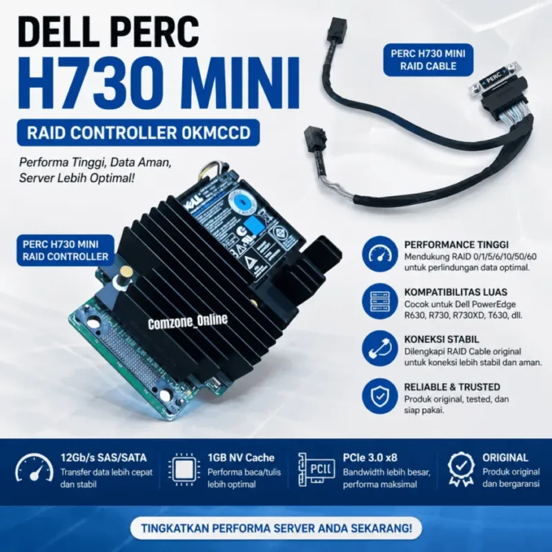 Dell 0KMCCD PERC H730 Mini Mono RAID Controller Server & Part Comzone.id - Gambar Utama Produk