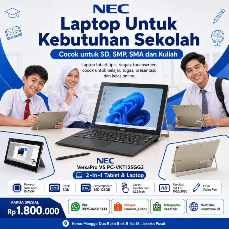 Laptop Tablet NEC VersaPro VS VKT12s3 Core i5 RAM 8GB 128GB TouchScreen FHD Tablet iPad Comzone.id - Gambar Utama Produk