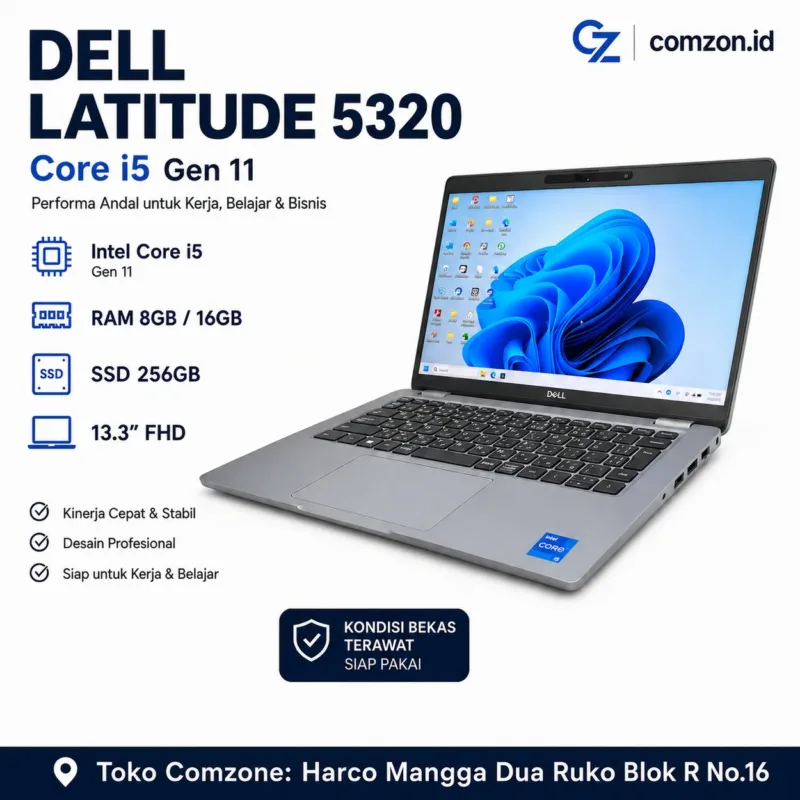 Laptop Dell Latitude 5320 Core i5 gen 11 RAM 16GB SSD 256GB Laptop Comzone.id - Gambar Utama Produk